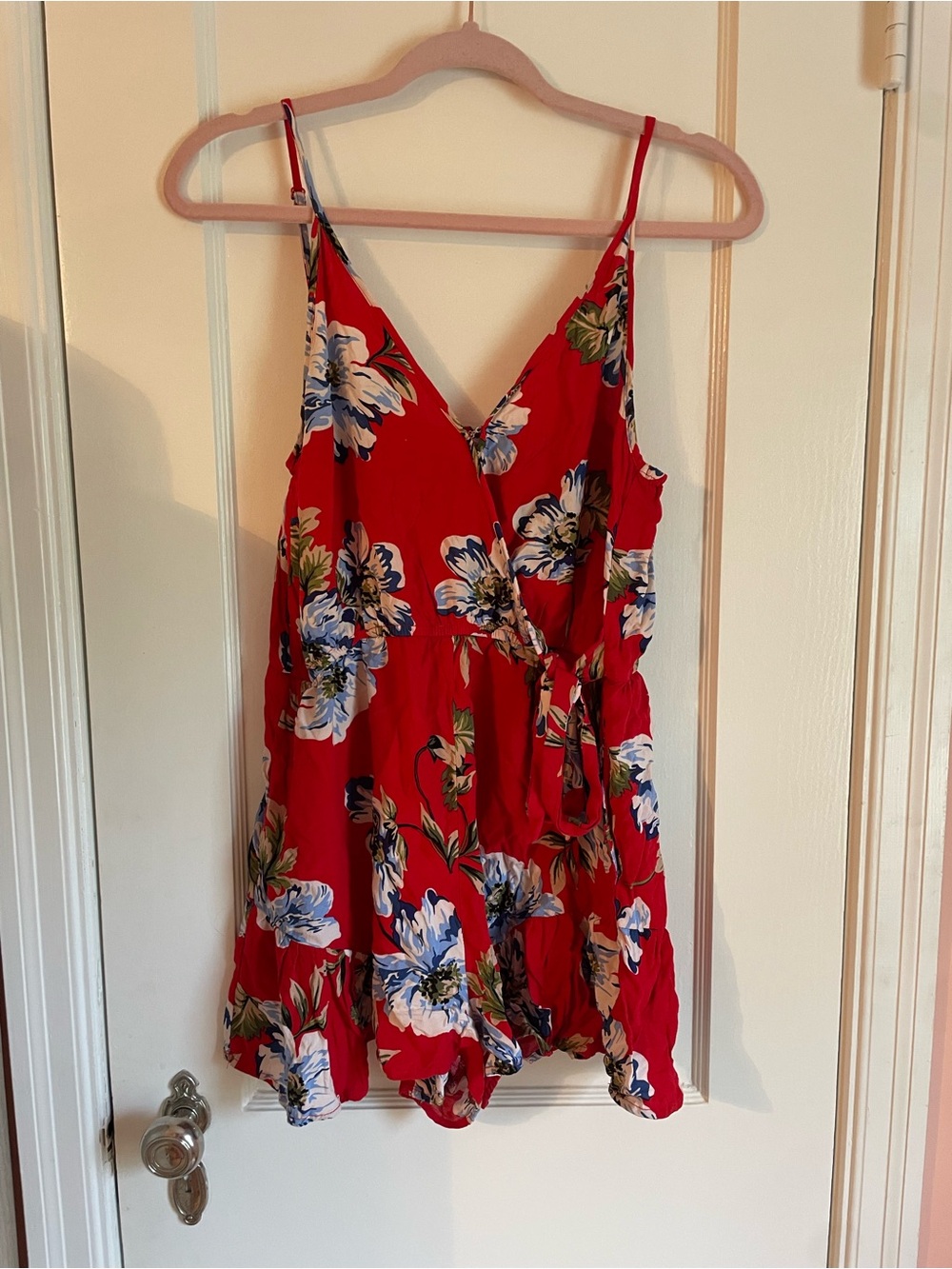 Xhilaration Red Floral Wrap Romper